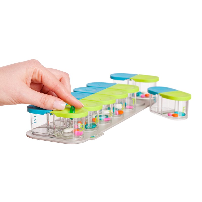 Sagely Smart Active Weekly Pill Box Organizer AMPM Pill Planner with Free App and 7 Removable Pods